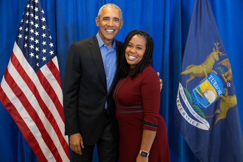 President Obama and Principal Stroughter